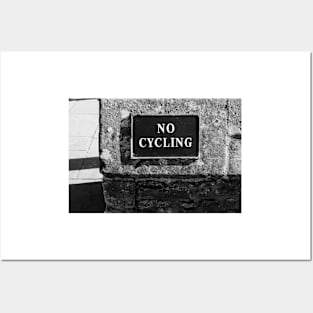 No cycling street sign Black and White Photo Posters and Art